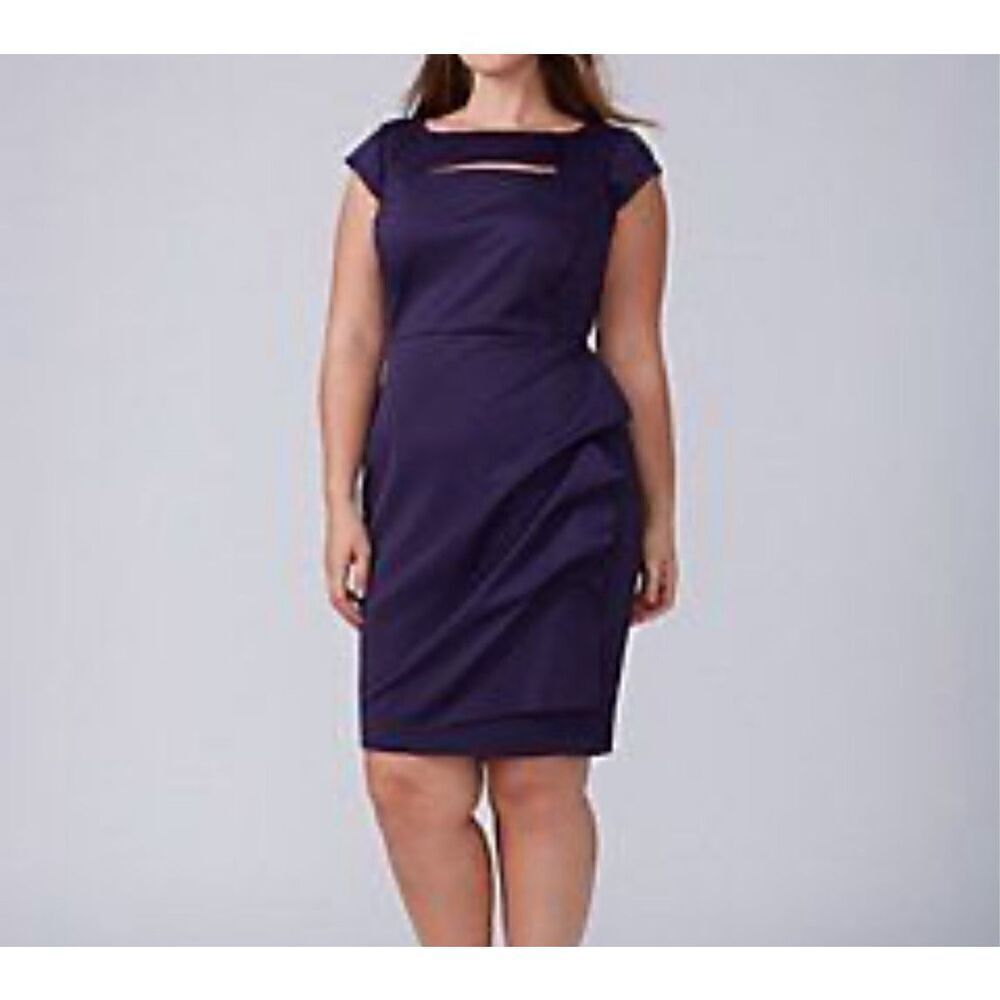 Lane Bryant Navy Ruched Side Cap Sleeveless Dress Size 20 NWOT